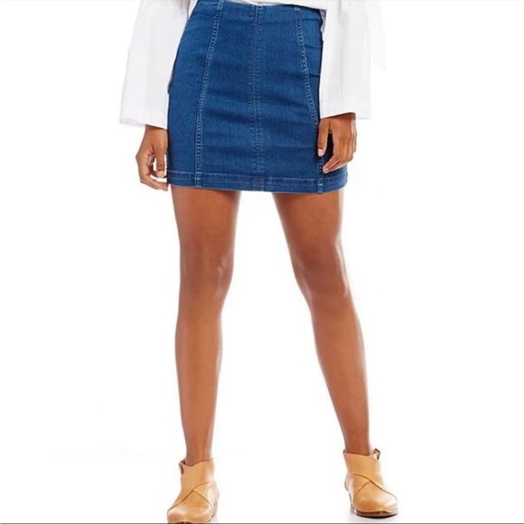 FREE PEOPLE DENIM SKIRT - Picture 2 of 4